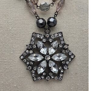 Art Deco Style Statement Necklace | Crystal Starburst Pendant